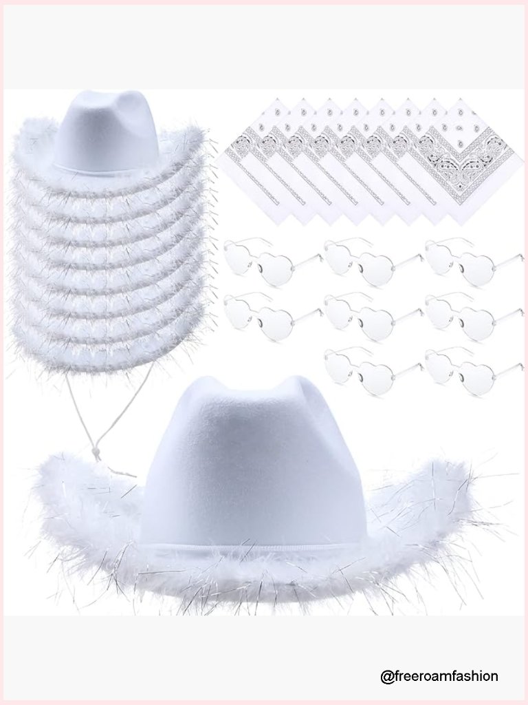 Cowgirl Hat Set With Bandana & Heart Glasses For Party